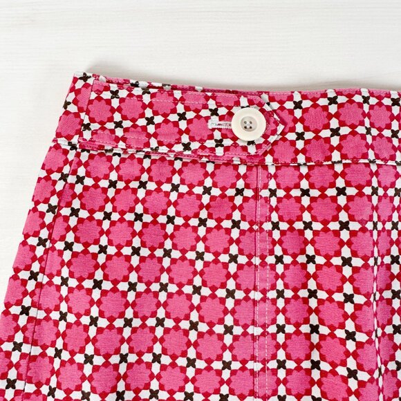 Talbots Cotton Blend Pencil Skirt Women's 8 Stretch Geometric Pink Red - Picture 5 of 9